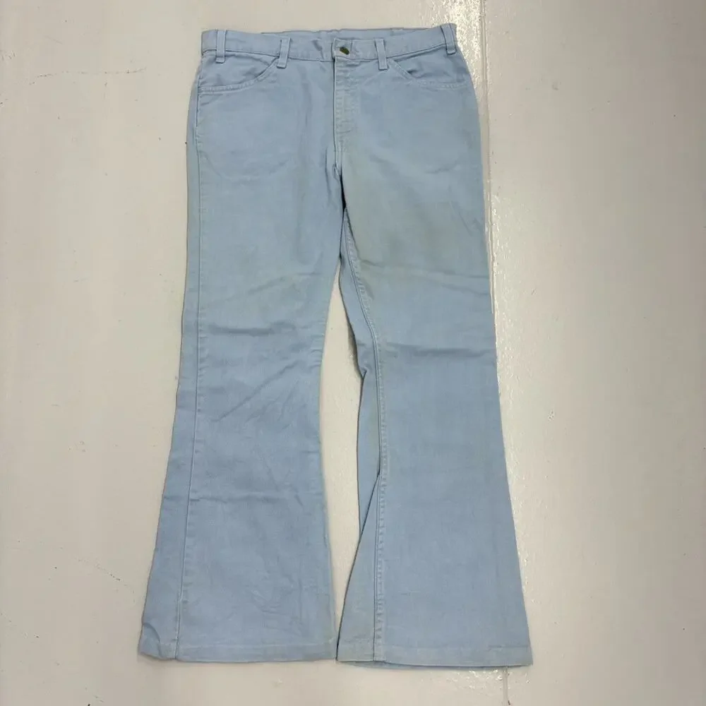 Vintage 70s Levi's 693 Blue Wide Leg Flared Pants 34x30
